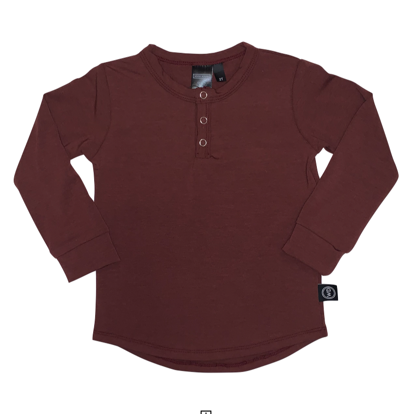 Factory Second Kids Bamboo Long Sleeve Henley Tee Had Me At Merlot 4T